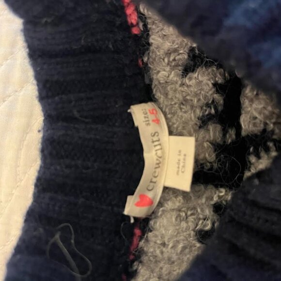 Girls' crewneck Fair Isle wool blend sweater navy & pink 4-5 yrs - Picture 4 of 4